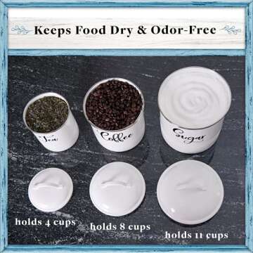 Home Acre Designs Food Storage Containers Set with Lids, Farmhouse Home Kitchen Decor Rustic Vintage Canisters