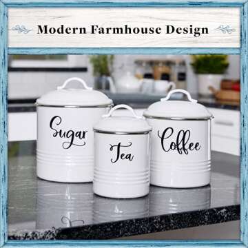 Home Acre Designs Food Storage Containers Set with Lids, Farmhouse Home Kitchen Decor Rustic Vintage Canisters