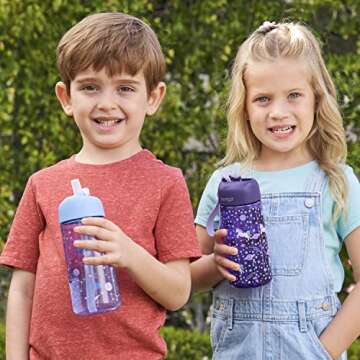 Bentgo Kids Water Bottle 2-Pack - Leak-Proof, Durable Tritan, BPA-Free 15 oz Cup for Kids/Toddlers 3...