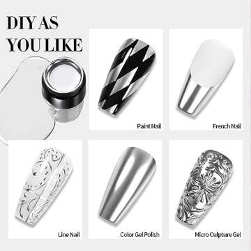 Born Pretty Metallic Painting Gel Silver Painted Gel Nail Polish 3D Metal Painting Gel Drawing Mirro...