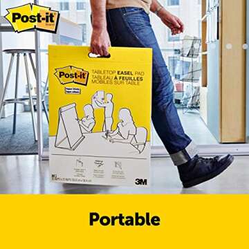 Post-it Super Sticky Portable Tabletop Easel Pad, Great for Virtual Teachers and Students, 20x23 Inc...