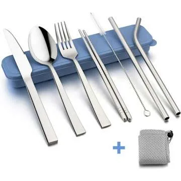 Travel Utensils Set with Case for On-the-Go Eating