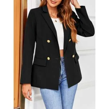 Stylish Hdieso Womens Long Sleeve Blazer in Black