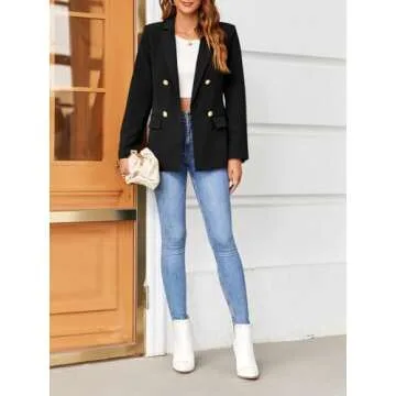 Stylish Hdieso Womens Long Sleeve Blazer in Black