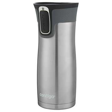 Contigo West Loop Stainless Steel Vacuum-Insulated Travel Mug with Spill-Proof Lid, 16 Ounces, Monaco; Stainless Steel, 2-Pack