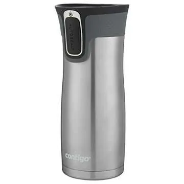 Contigo West Loop Stainless Steel Vacuum-Insulated Travel Mug with Spill-Proof Lid, 16 Ounces, Monaco; Stainless Steel, 2-Pack