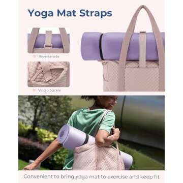 BAGSMART Large Tote Bag For Women, Travel Shoulder Bag Top Handle Handbag with Yoga Mat Buckle for Gym, Work, Travel(Pink, Large)