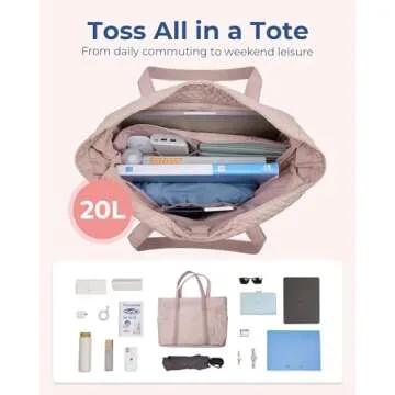 BAGSMART Large Tote Bag for Travel and Work - Pink