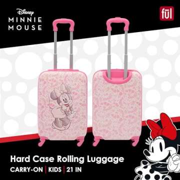 FUL Unisex Kid's Disney Minnie Mouse 21 Inch Carry On Luggage, Hardshell Rolling Suitcase with Spinn...