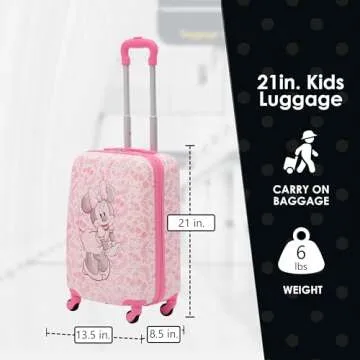 FUL Unisex Kid's Disney Minnie Mouse 21 Inch Carry On Luggage, Hardshell Rolling Suitcase with Spinner Wheels, Pink-Floral