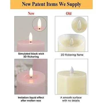 ANGELLOONG Flickering Flameless Candles with Remote, Real Wax LED Candles with Timer, Battery Operated Candles for Wedding Holiday Farmhouse Home Decor, Light Pink