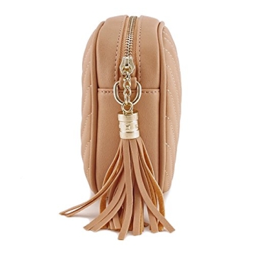 Chic Blush Crossbody Bag with Tassel and Chain Strap