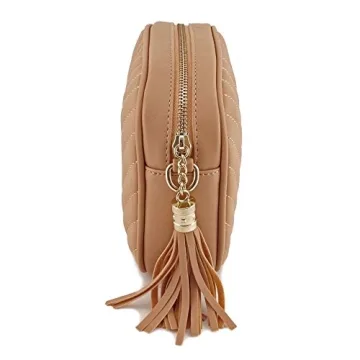 Chic Blush Crossbody Bag with Tassel and Chain Strap