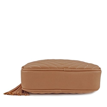 Chic Blush Crossbody Bag with Tassel and Chain Strap