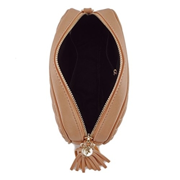 Chic Blush Crossbody Bag with Tassel and Chain Strap