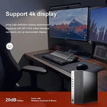 HP Elitedesk 800 G3 SFF Desktop PC - Intel i7-6700,32GB DDR4,1TB NVMe SSD + 2TB HDD, AX200 Wi-Fi 6,Dual 24-Inch Monitors, Wireless Keyboard and Mouse,Win 10 Pro (Renewed), Black/Silver