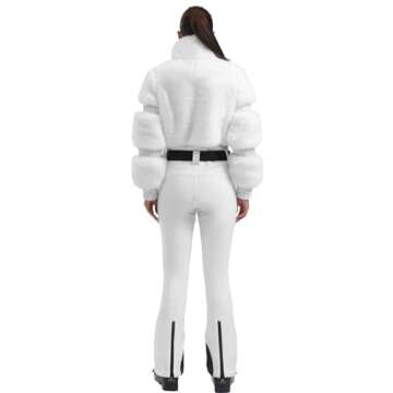 GSOU SNOW Women Ski Suit One Piece Snowsuit Snowboard Faux Fur Collar Slim Jumpsuit Jacket Insulated...