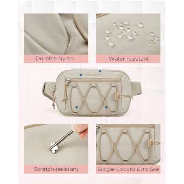 BAGSMART Fanny Packs for Women Small Belt Bag with Adjustable Strap Waist Pack for Running Workout Traveling Hiking, Beige