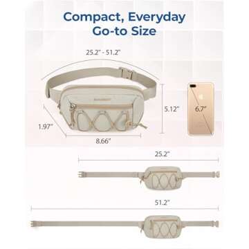 BAGSMART Fanny Packs for Women Small Belt Bag with Adjustable Strap Waist Pack for Running Workout Traveling Hiking, Beige