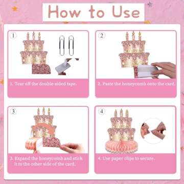 Refavor Sweet 16 Party Decorations - 9PCS Pink Rose Gold 16th Birthday Decorations for Girls Sweet Sixteen Glittery Honeycomb Centerpieces Table Decorations with String Lights 16th Bday Party Decor