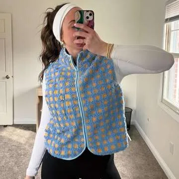 Stylish SeeLuNa Checkered Sherpa Vest for Women