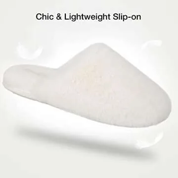 Snug Leaves Women's Fuzzy Scuff Slippers Soft Comfy Memory Foam Non-slip Indoor House Shoes (Cream White, Size 9-10)
