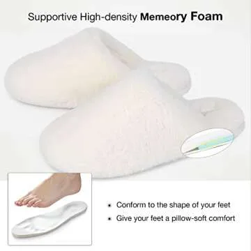 Snug Leaves Women's Fuzzy Scuff Slippers Soft Comfy Memory Foam Non-slip Indoor House Shoes (Cream White, Size 9-10)