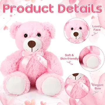 Aoriher 6 Pieces Valentine's Day Bear Bulk Stuffed Animal Baby Shower Bear Plush Toys Soft Cute Bear...