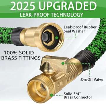 100 ft Expandable Garden Hose - Lightweight, Flexible, Kink-Free with 10 Nozzles