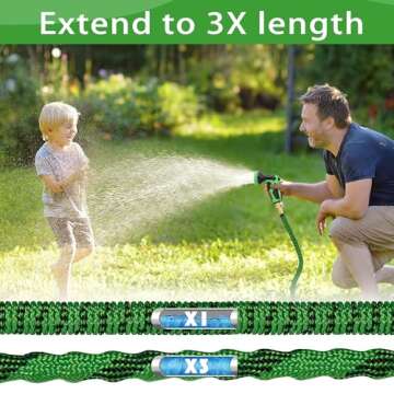 Lightweight 100 ft Expandable Garden Hose with Brass Fittings