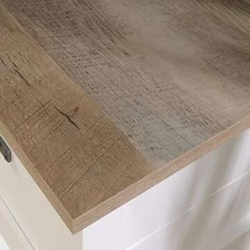 Sauder Cottage Road Computer Drawers and Storage Shelves, Small Study Desk, L: 53.94" x W: 19.45" x H: 29.76", Soft White Finish