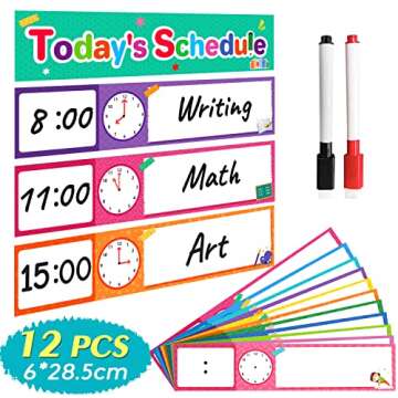 Lachilly 12 Pcs Daily Routines Schedule Cards, Schedule Pocket Chart Add-ons, DIY Visual Schedule fo...