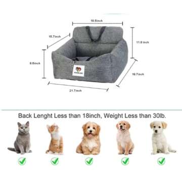 KSSDLSM Dog Car Seat for Small Dogs, Both Sides with Storage Pockets, Removable Dog car Travel Bed, ...