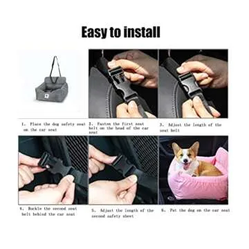 KSSDLSM Dog Car Seat for Small Dogs, Both Sides with Storage Pockets, Removable Dog car Travel Bed, Puppy Booster seat - Gray