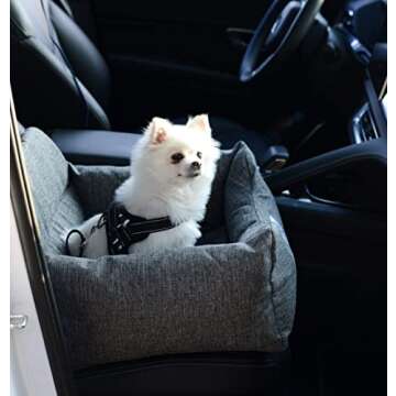 KSSDLSM Dog Car Seat for Small Dogs, Both Sides with Storage Pockets, Removable Dog car Travel Bed, Puppy Booster seat - Gray