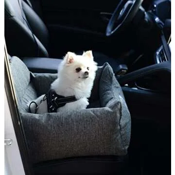 KSSDLSM Dog Car Seat for Small Dogs, Both Sides with Storage Pockets, Removable Dog car Travel Bed, Puppy Booster seat - Gray