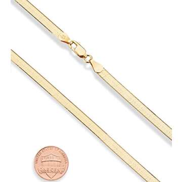 Miabella Solid 18K Gold Over 925 Sterling Silver Italian 4.5mm Flexible Flat Herringbone Chain Necklace for Women, Made in Italy (Length 18 Inches (Small))