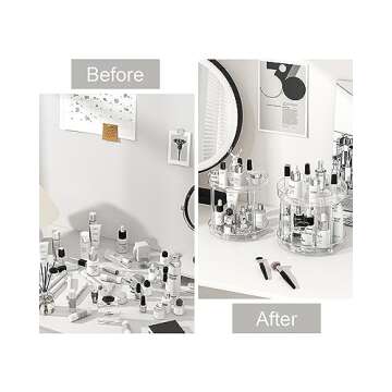 Roninkier 2-Tier Clear Lazy-Susan Turntable – 11-Inch Pantry Spice-Rack Cabinet-Organizer – Plastic Lazy Susan Makeup organizer for Bathroom Countertop