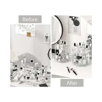 Roninkier 2-Tier Clear Lazy-Susan Turntable – 11-Inch Pantry Spice-Rack Cabinet-Organizer – Plastic Lazy Susan Makeup organizer for Bathroom Countertop