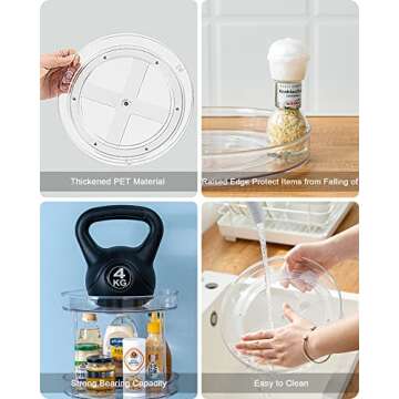 Roninkier 2-Tier Clear Lazy-Susan Turntable – 11-Inch Pantry Spice-Rack Cabinet-Organizer – Plastic Lazy Susan Makeup organizer for Bathroom Countertop