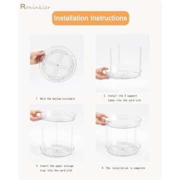 Roninkier 2-Tier Clear Lazy-Susan Turntable – 11-Inch Pantry Spice-Rack Cabinet-Organizer – Plastic Lazy Susan Makeup organizer for Bathroom Countertop