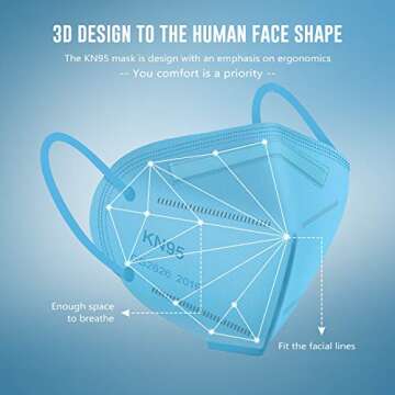 KN95 Face Mask 25 PCs, WWDOLL Multiple Colour 5 Layers KN95 Masks, Filter Efficiency≥95% Protectio...
