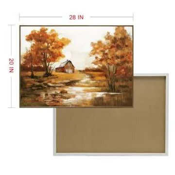 ArtbyHannah Rustic Framed Canvas Wall Art, Landscape Fall Wall Art with Autumn Barn & Country Farmhouse Scene, for Living Room Bedroom Office Decor, 20"x28"