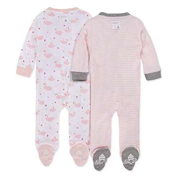 Burt's Bees Baby Baby Girls' Pajamas, Sleep and Play Loose Fit, 100% Organic Cotton Soft One-Piece P...