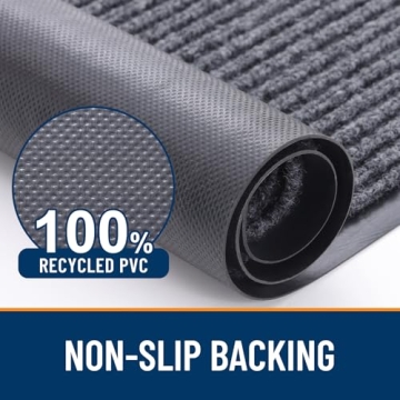 OLANLY Front Door Mat Indoor Outdoor Entrance, Waterproof Heavy Duty Doormat, Fade Resistant, Low Profile, Easy Clean Patio Porch Welcome Floor Mats for Entry, 29.5x17, Grey
