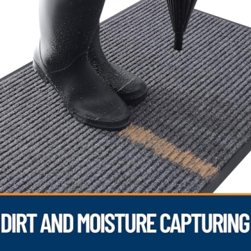 OLANLY Front Door Mat Indoor Outdoor Entrance, Waterproof Heavy Duty Doormat, Fade Resistant, Low Profile, Easy Clean Patio Porch Welcome Floor Mats for Entry, 29.5x17, Grey