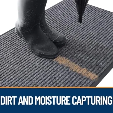 OLANLY Front Door Mat Indoor Outdoor Entrance, Waterproof Heavy Duty Doormat, Fade Resistant, Low Profile, Easy Clean Patio Porch Welcome Floor Mats for Entry, 29.5x17, Grey