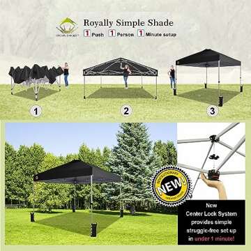 CROWN SHADES 10x10 Pop Up Canopy - Beach Tent with One Push Setup - Easy Outdoor Sun Shade for Event...