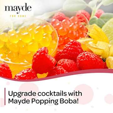 Mayde Popping Boba Pearls for Drinks, Desserts, & Breakfast Bowls (Strawberry Flavor, 7 Pounds)