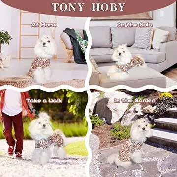 TONY HOBY Dog Pajamas, Dog Jumpsuits, 4 Legged Dog Pajamas for Spring, Summer and Autumn, Pet Clothes for Small Medium Dog (White, Leopard M)